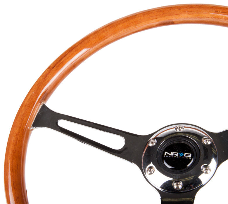 380mm Aluminum Spoke Wood Grain Grip Steering Wheel - RST-360SL