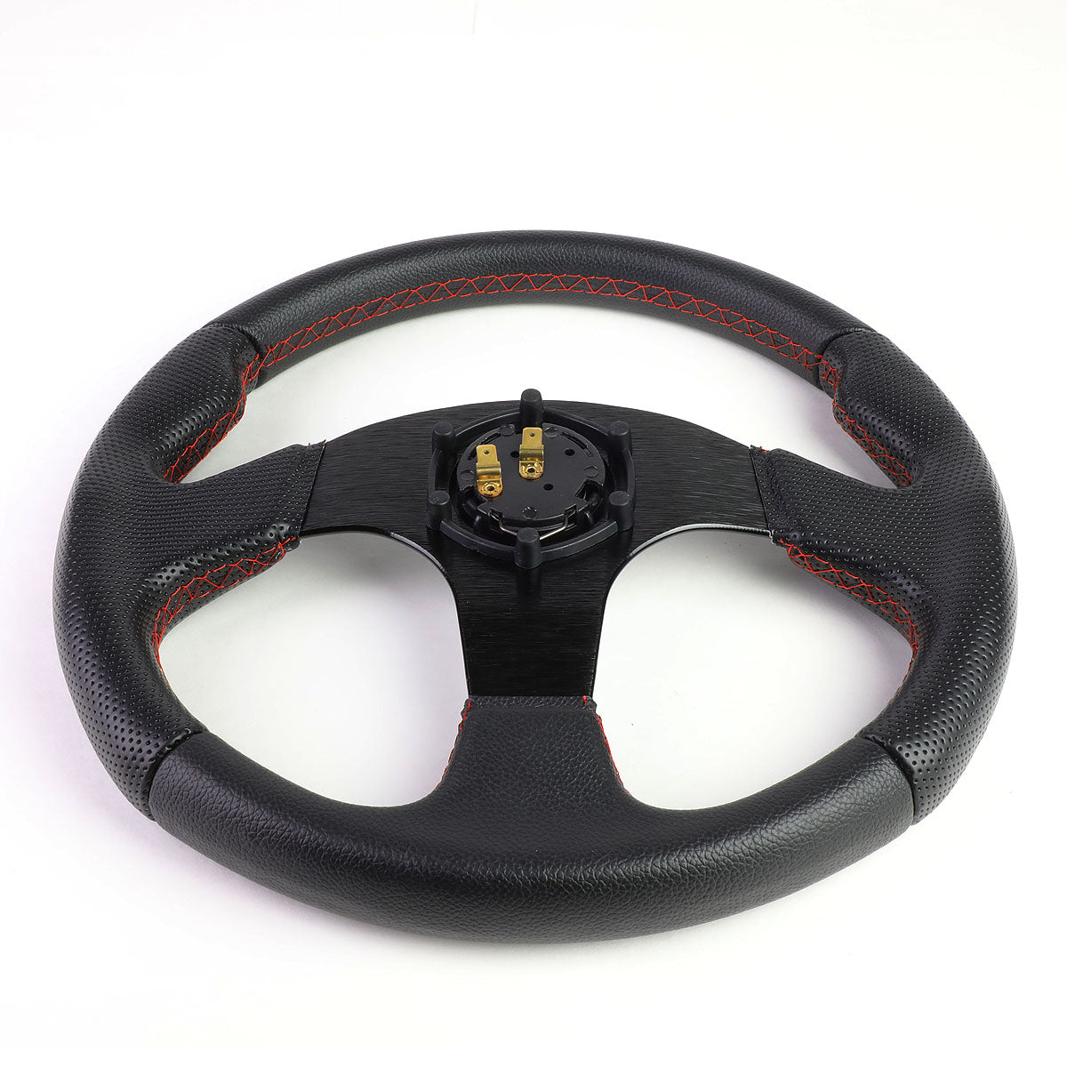 320mm Aluminum Spoke Vinyl Leather Grip Steering Wheel