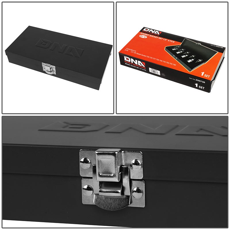 9Pcs T20-T60 Internal Torx Socket 1/2 Sockets w/Carrying Case