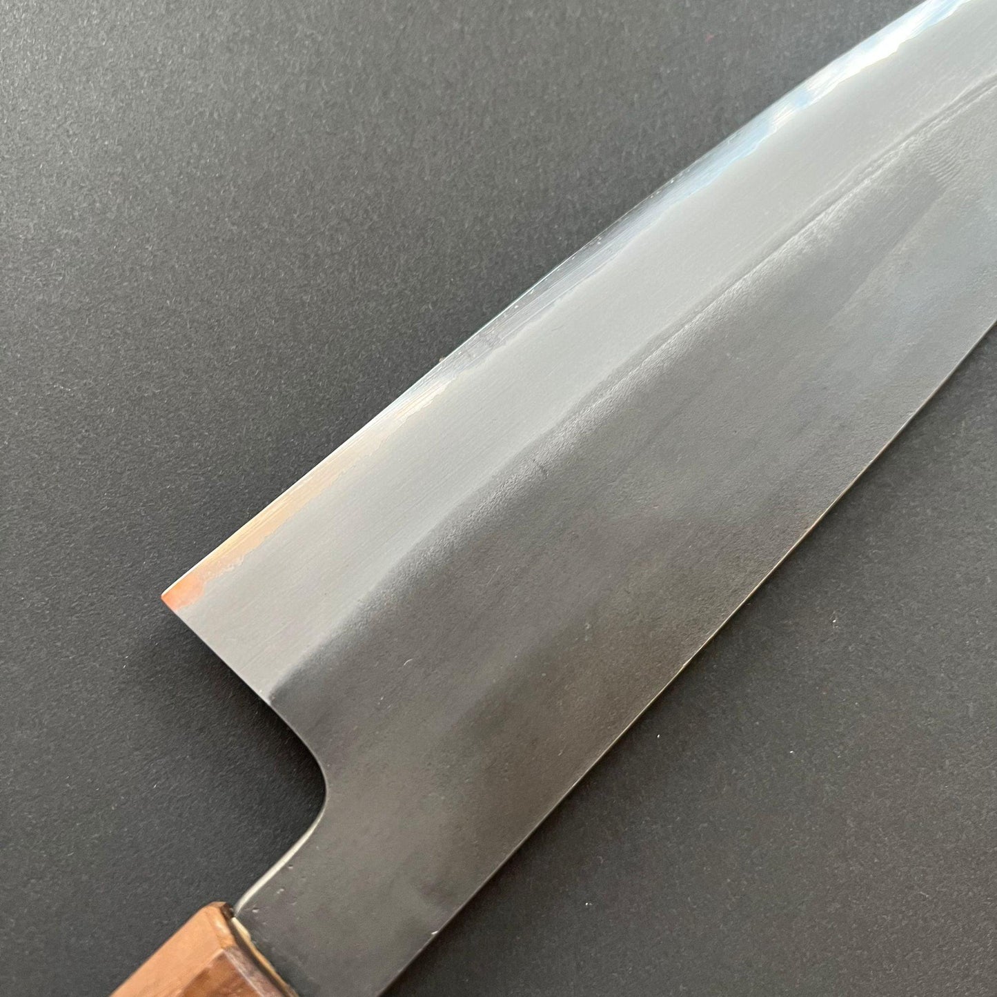 Gyuto knife, Shirogami 2 with stainless steel cladding, Kurouchi finish - Mutsumi Hinoura