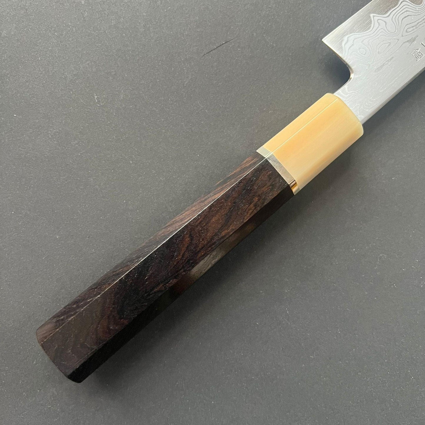 Sujihiki knife, Aogami 1 carbon steel, Damascus finish - Nakagawa Hamono x Naohito Myojin