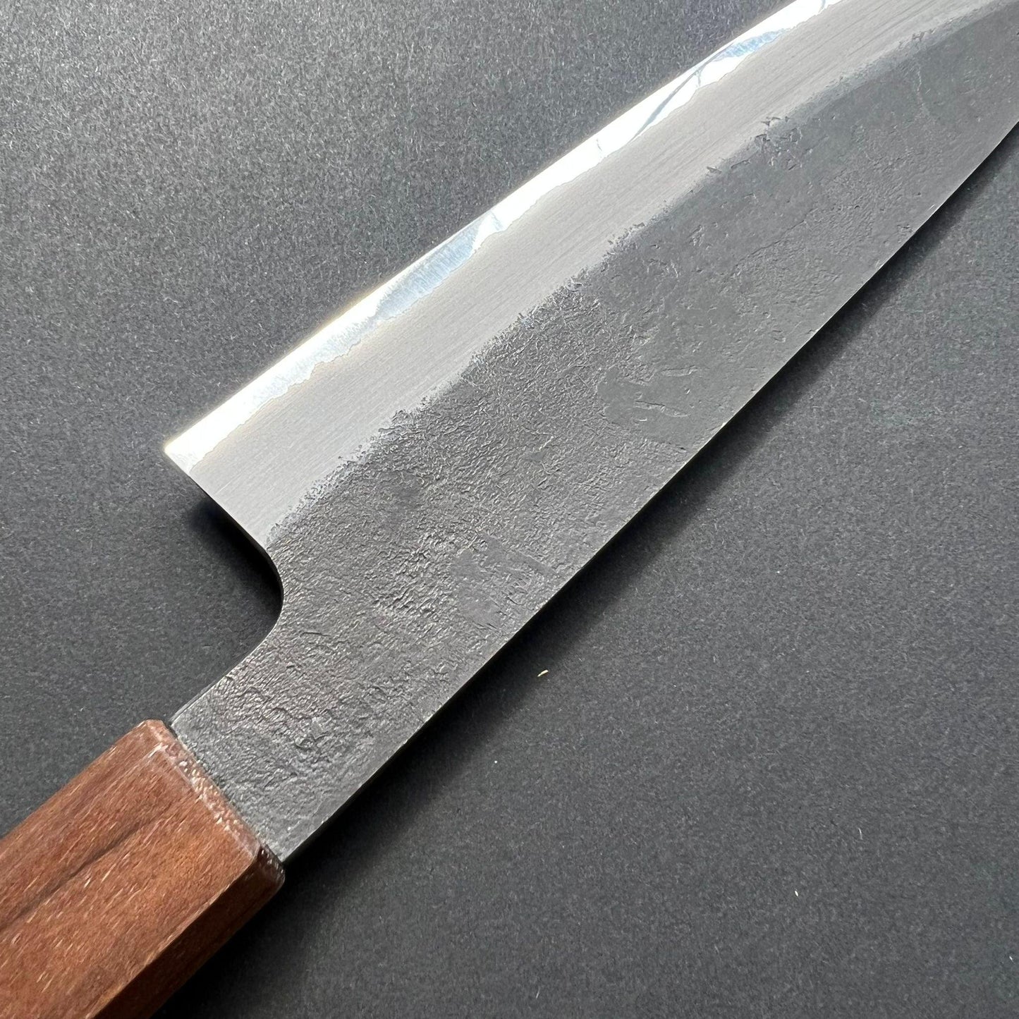 Petty knife, Shirogami 2 with stainless steel cladding, Kurouchi and Nashiji finish - Mutsumi Hinoura