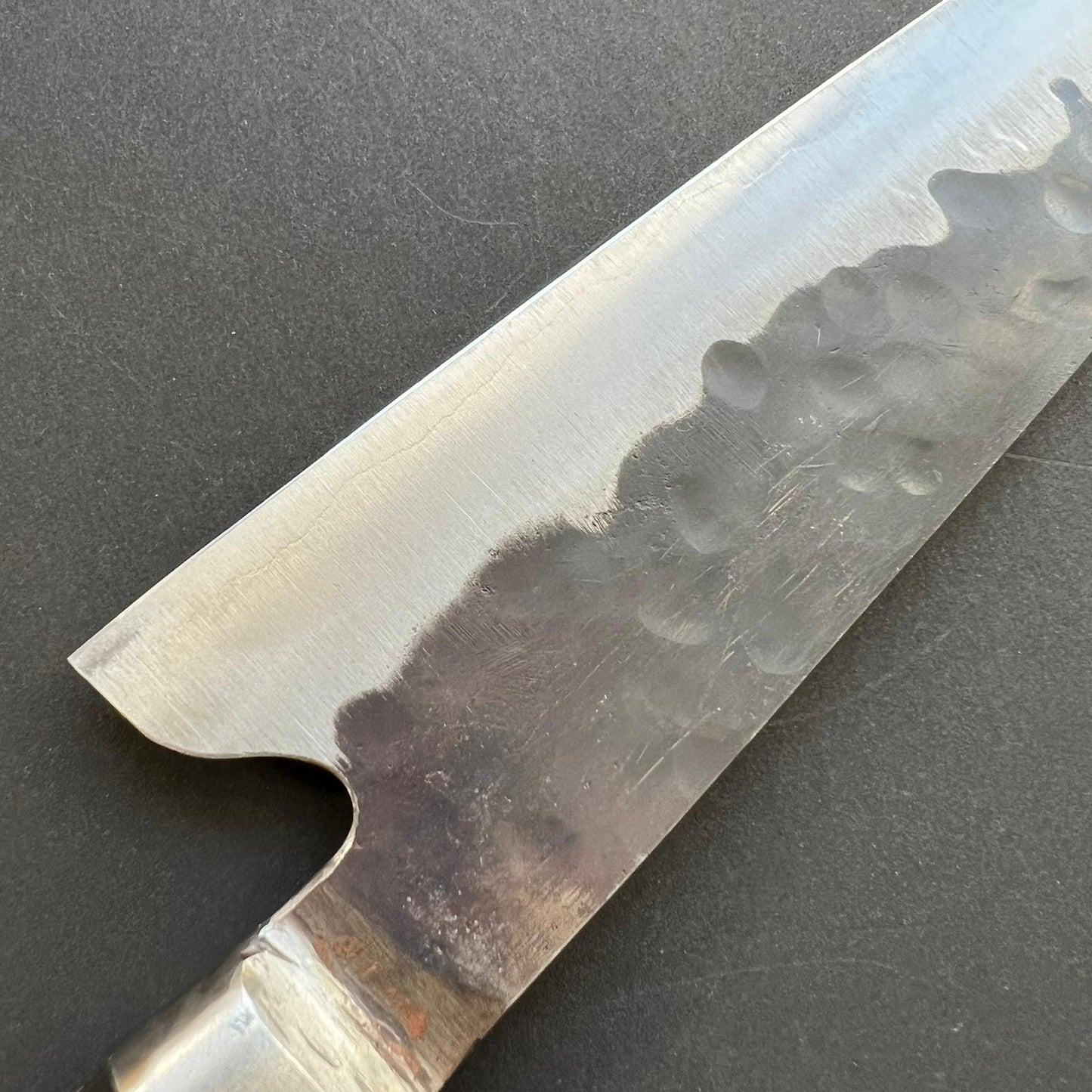 Gyuto knife, Aogami super with stainless steel cladding, Tsuchime Kurouchi finish, Denka range, western handle - Fujiwara