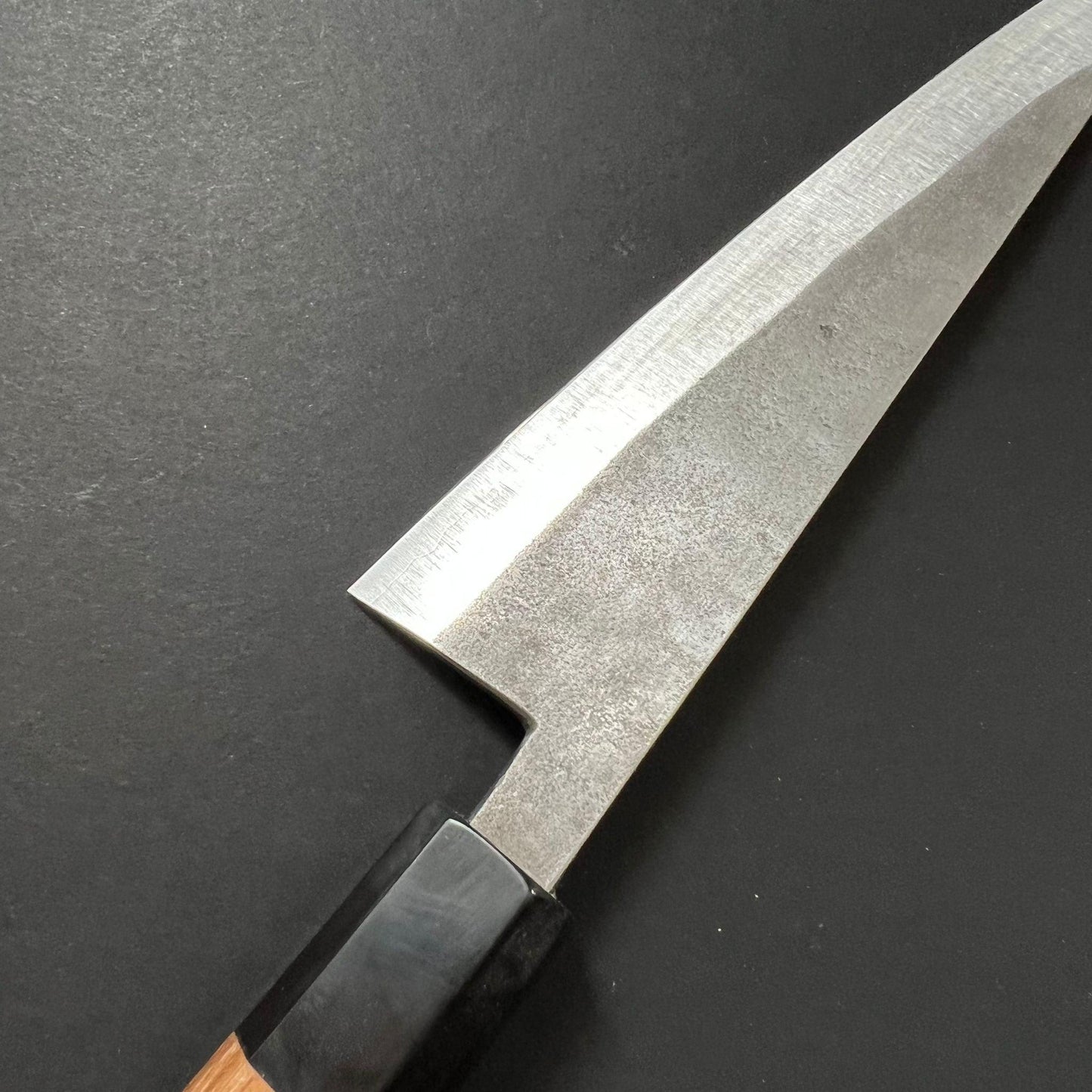Honesuki knife, Shirogami 1 with stainless steel cladding, nashiji finish - Goko