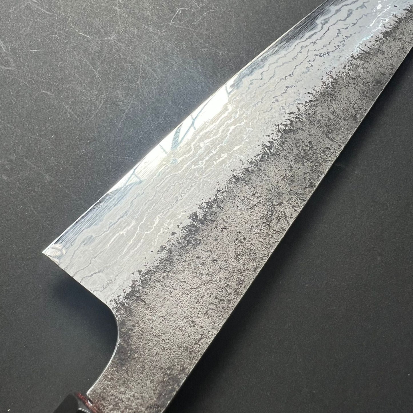 Gyuto knife, Aogami 2 carbon steel with iron cladding, damascus nashiji finish, Inazuma range - Hatsukokoro
