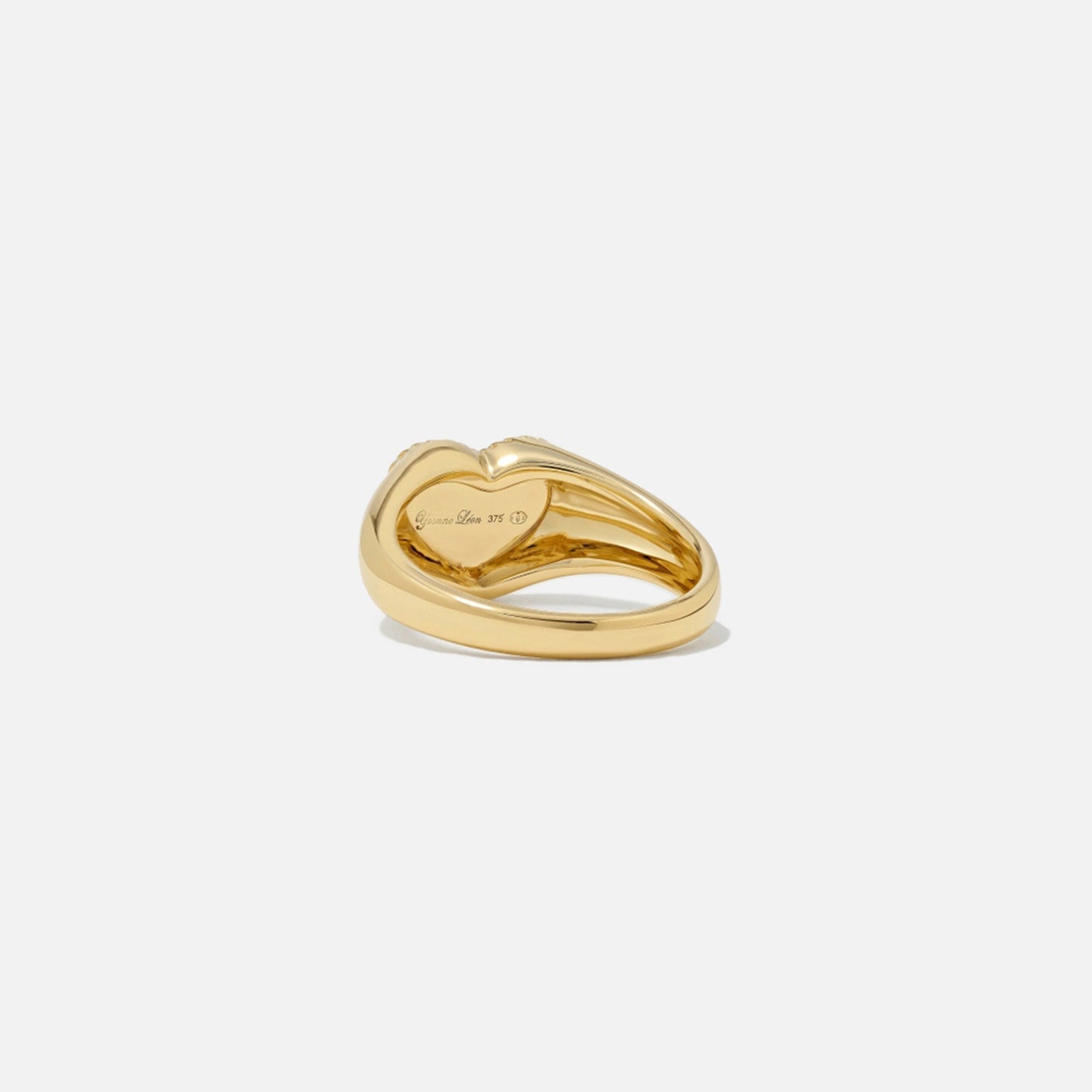 Yvonne Leon Mini Chevaliere Coeur Couleur - Yellow Gold / Green