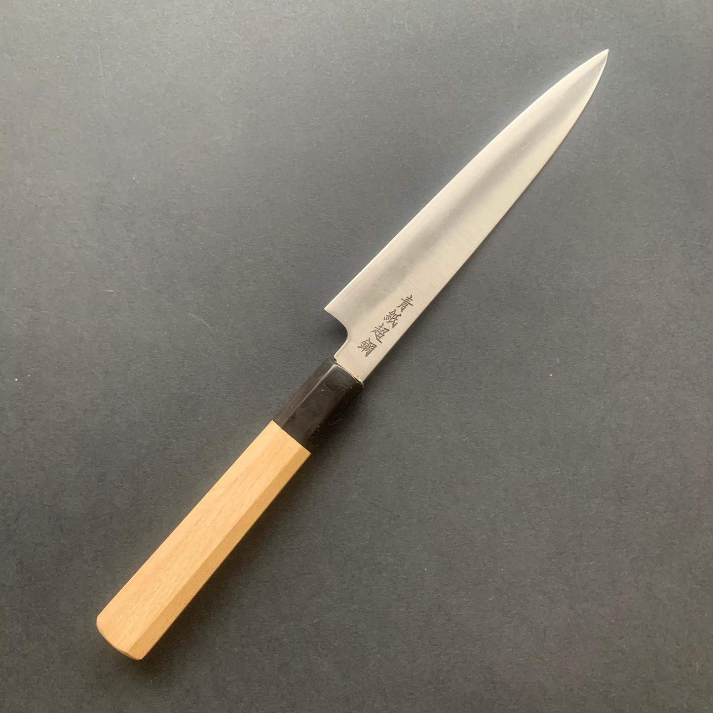 Petty knife, Aogami super with stainless cladding, migaki finish - Sukenari