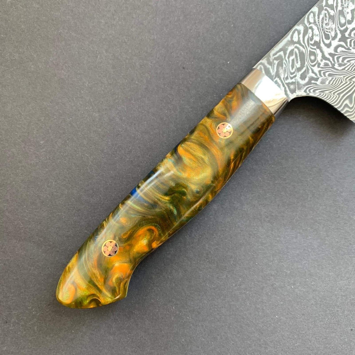 Gyuto knife, SG2 powder steel, damascus finish, custom acrylic handle (Multi) - Kato