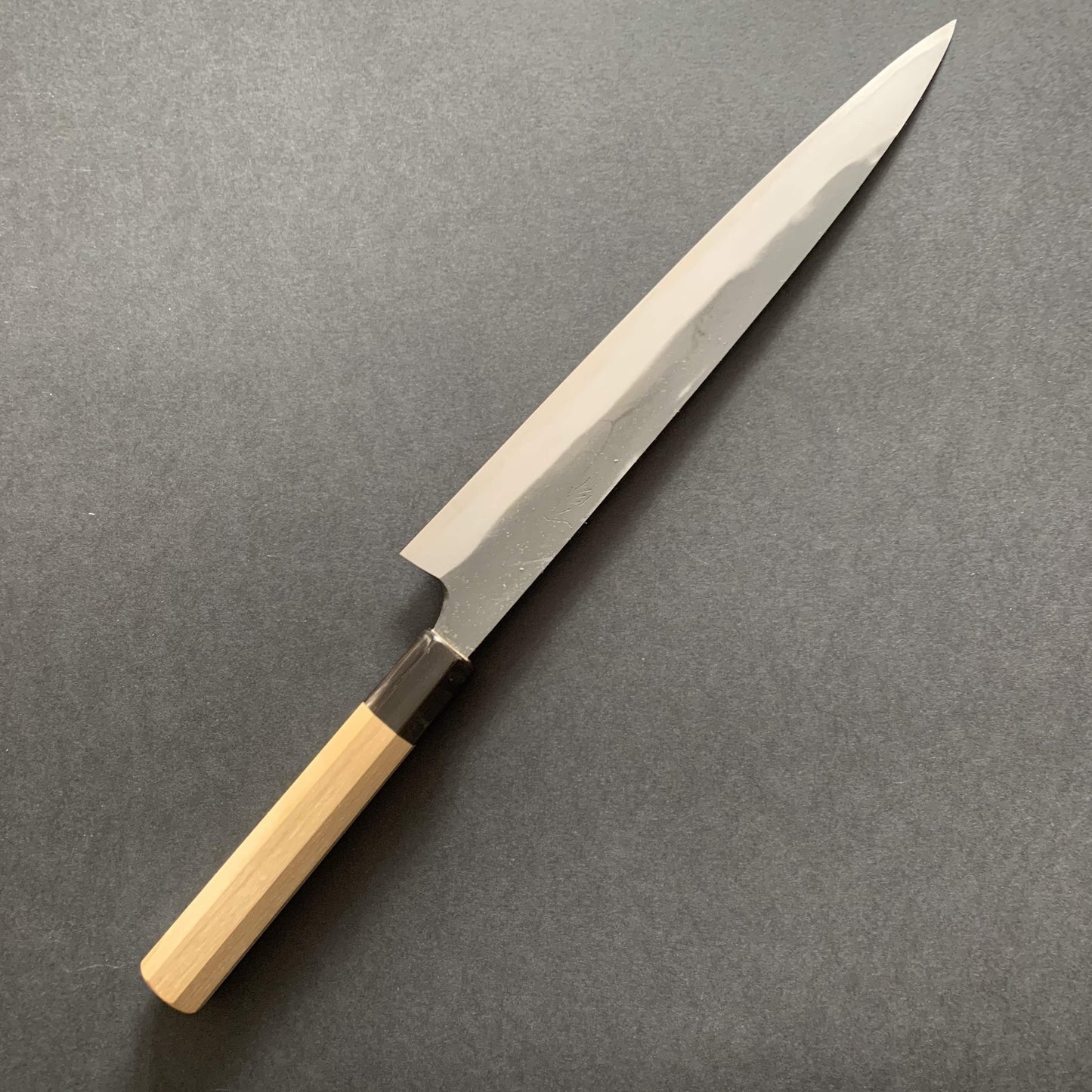 Sujihiki knife, Shirogami 2 with iron cladding, Kurouchi finish - Naoki Mazaki