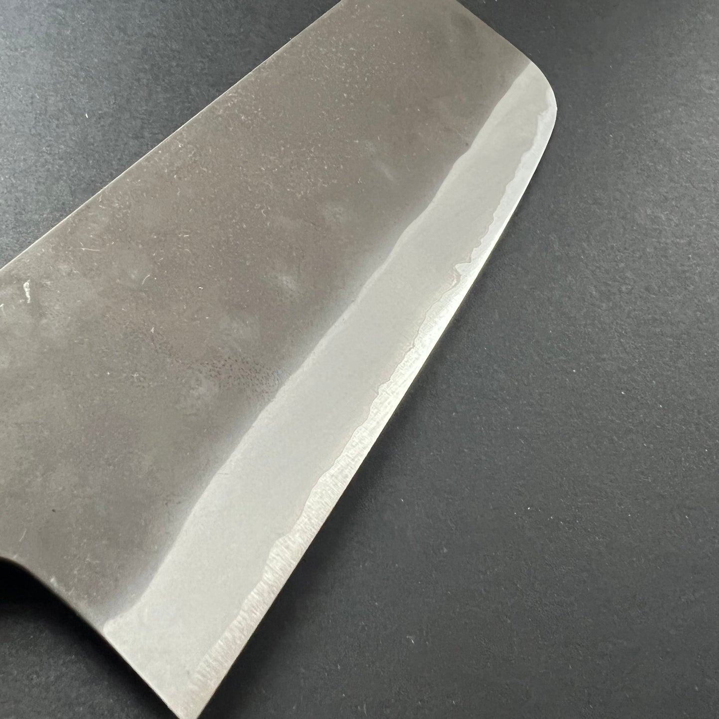 Tall Nakiri knife, Aogami Super with stainless steel cladding, kurouchi finish - Kamo