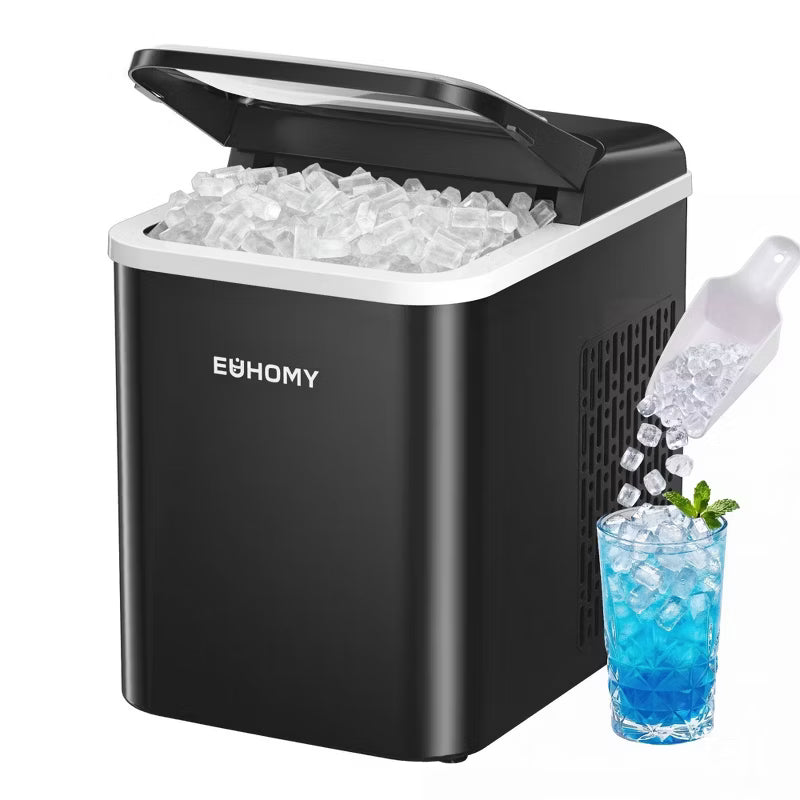 EUHOMY 26.5lbs Nugget Ice Maker Countertop with Auto-Cleaning Black
