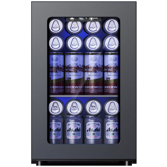 Simzlife 24Cans 0.6 cu. ft. Mini Fridge Cooler, Portable Beverage Refrigerator with Glass Door, Black