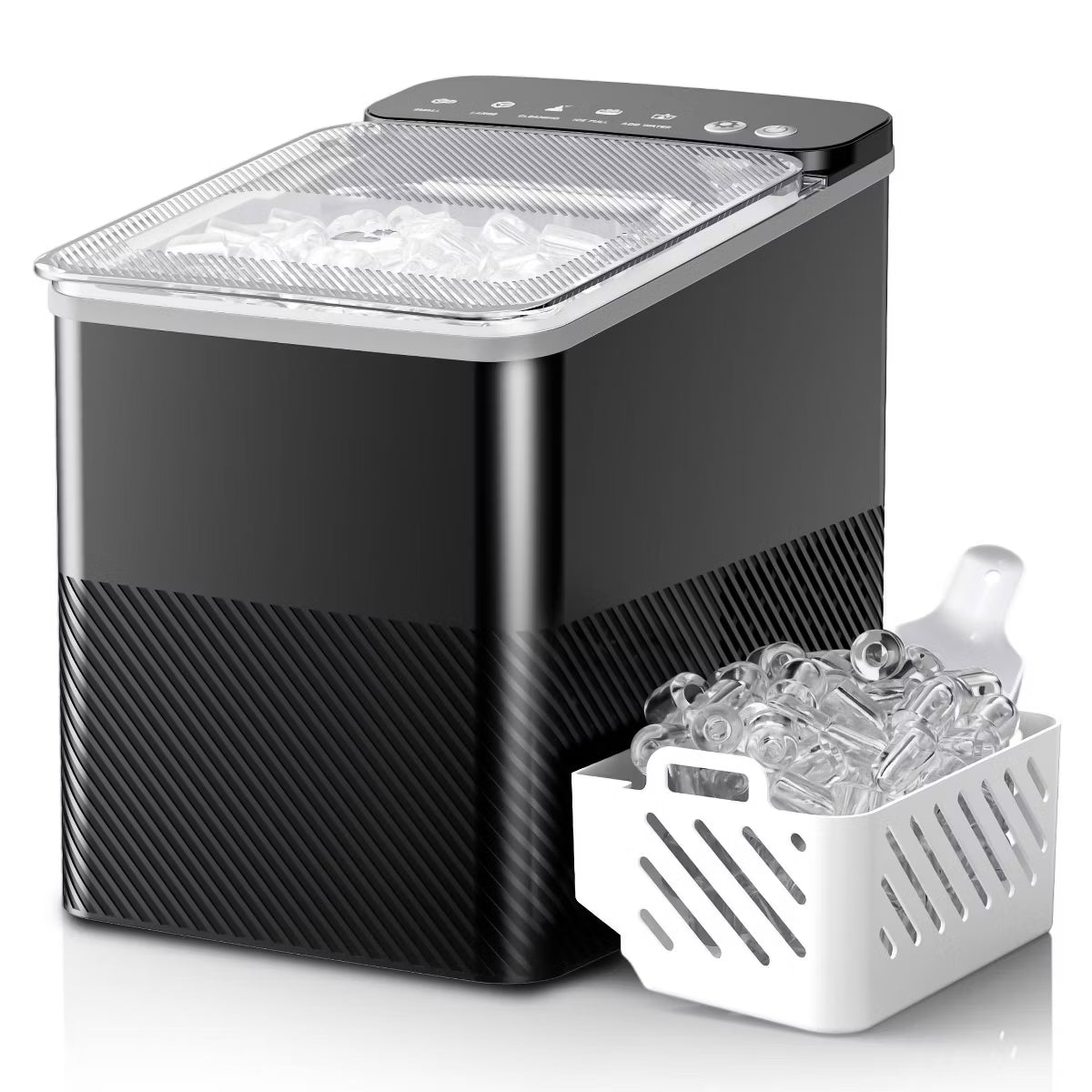 EUHOMY 26.5lbs Portable Countertop Bullet Ice Maker Black