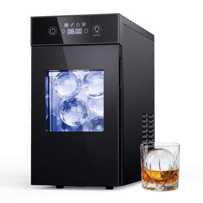 Simzlife 2.4in Sphere Ice Maker Countertop, 48pcs/24H Crystal Ice Ball Maker Machine with Deep Self-Cleaning System，Black
