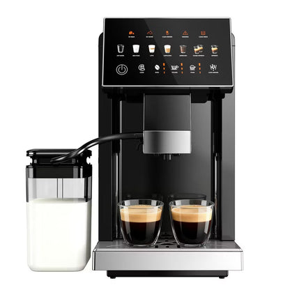 EUHOMY 20 Bar Fully Automatic Coffee and Espresso Machine, Milk Frother & Smart Touchscreen, Auto-clean, Dual Boiler Design, Black