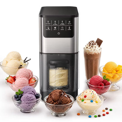 Simzlife Ice Cream Maker 1qt, 8 One-Touch Programs with Re-Spin for Gelato, Yogurt & Sorbet, 2 Tritan BPA-Free Cups, Black