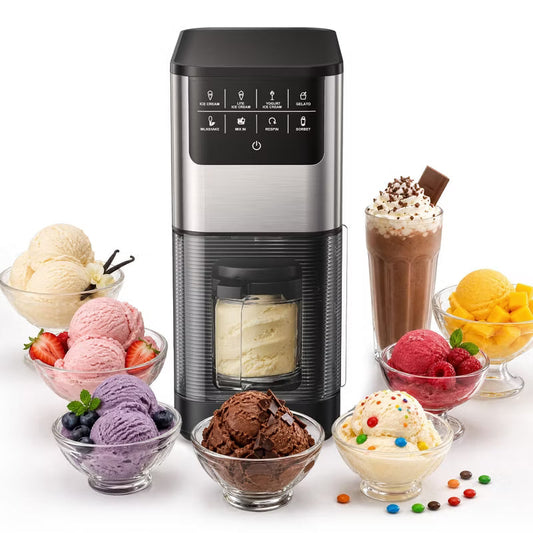 Simzlife Ice Cream Maker 1qt, 8 One-Touch Programs with Re-Spin for Gelato, Yogurt & Sorbet, 2 Tritan BPA-Free Cups, Black