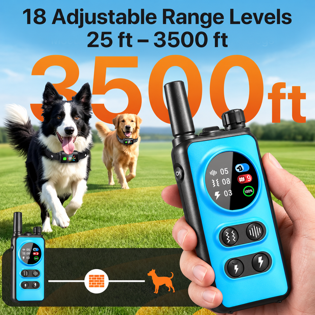 Cicpap Wireless Dog Fence for 2 Dogs, Training Collar with Remote, 2 Collars