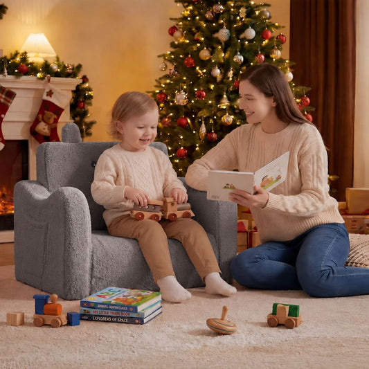 Convertible 2-in-1 Toddler Sofa Chair Baby Flip-Open Lounger Bed