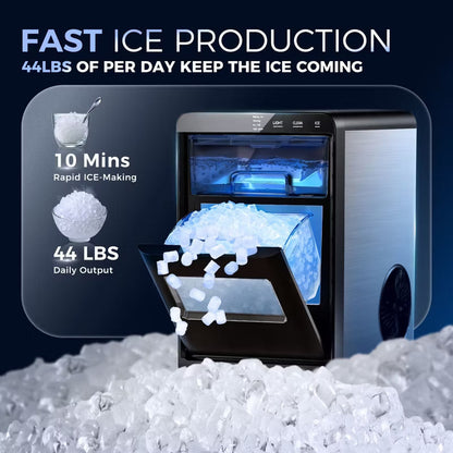 Simzlife Nugget Ice Maker Countertop, 44Lbs/24H Pebble Ice Maker Machine