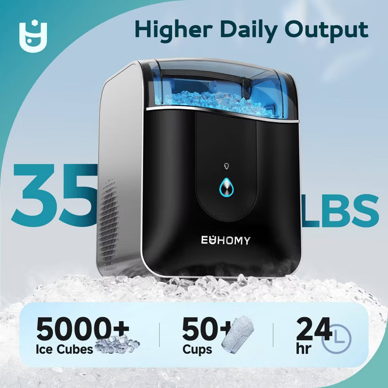 EUHOMY 40lbs Smart Nugget Ice Maker Countertop with APP Remote Control