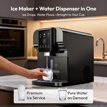 Simzlife Nugget Ice Maker and Dispenser, 30 Lbs./24H, One-Tap Auto Soft Chewable Ice Dispensing, Self-Cleaning, Black