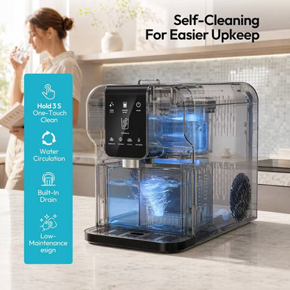 EUHOMY 35lbs Self-Cleaning Dispenser and Nugget Ice Maker Black