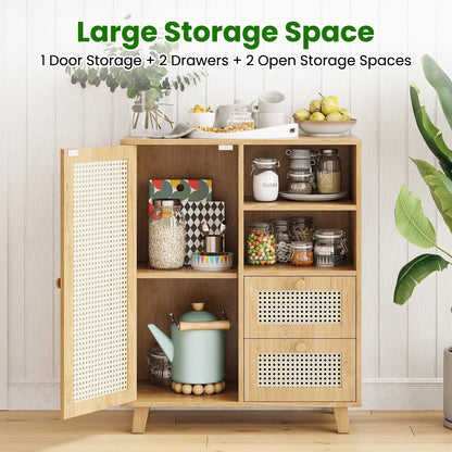 Farini Sideboard Buffet Cabinet, Accent Cabinet with Drawers and Adjustable Shelf for Kitchen, Living Room, Entryway, Nature
