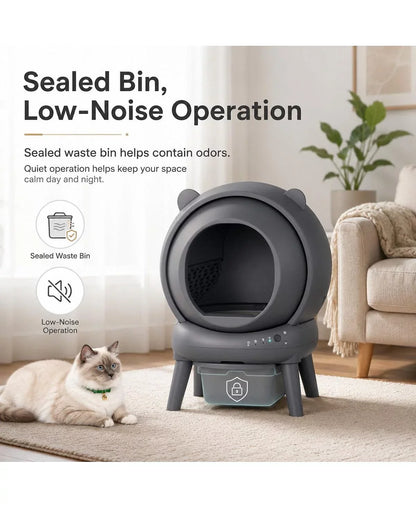 App Controlled Self-Cleaning Litter Box with Quiet Operation & Odor Management