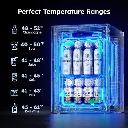 Simzlife 24Cans 0.6 cu. ft. Mini Fridge Cooler, Portable Beverage Refrigerator with Glass Door, Black