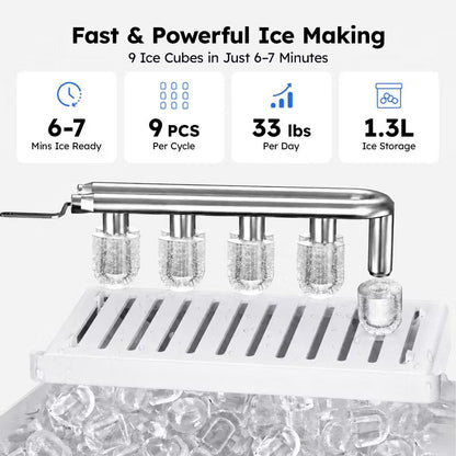 Simzlife Water Dispenser with Ice Maker, Bottom-Loading, 33 Lbs Bullet Ice, Hot/Cold/Ambient Water, Auto-Shutoff & Child Lock & Dry-Boil Protection