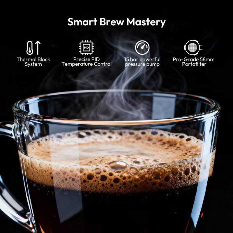 EUHOMY 15 Bar Espresso Machine Coffee Maker with Grinder Stainless Steel