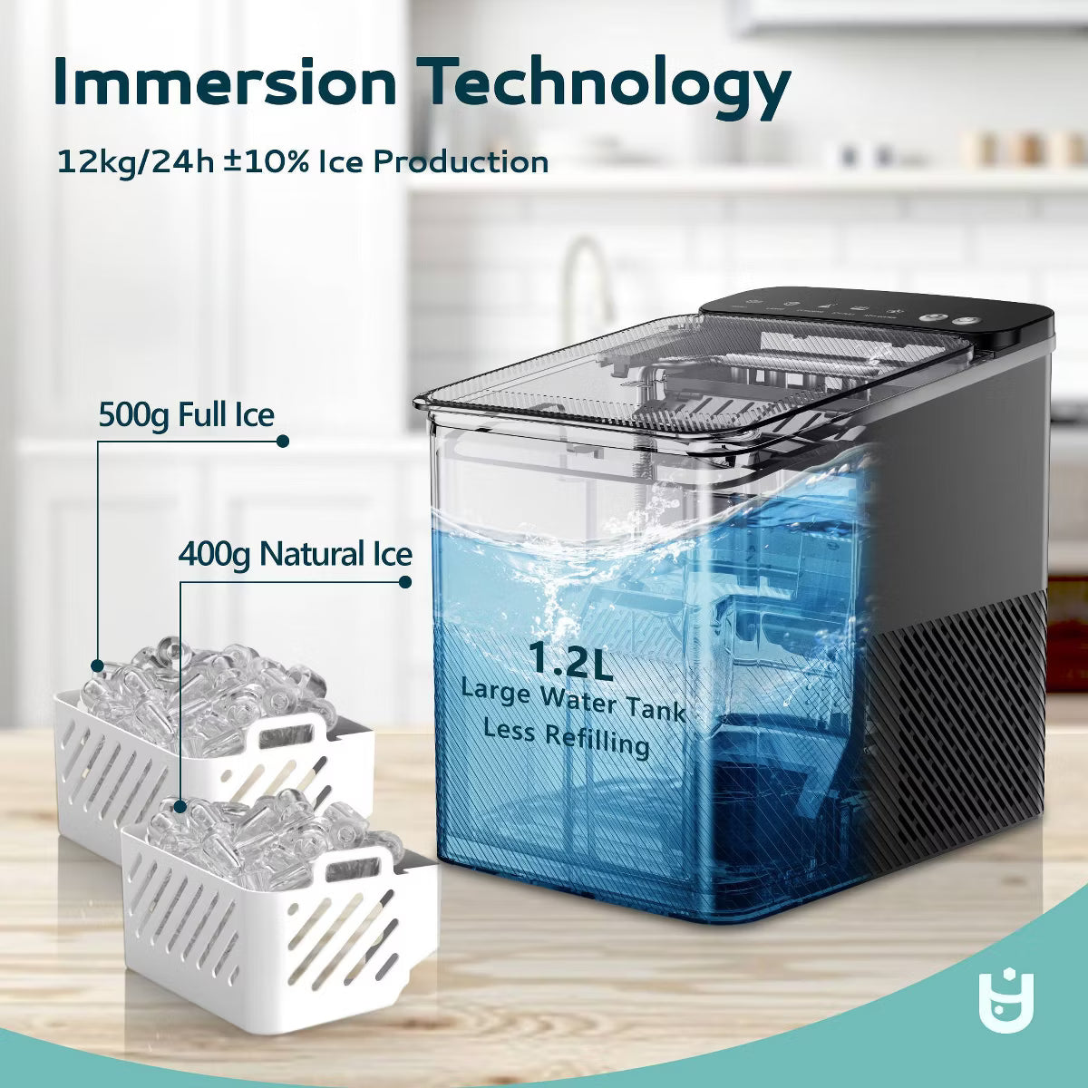 EUHOMY 26.5lbs Portable Countertop Bullet Ice Maker Black
