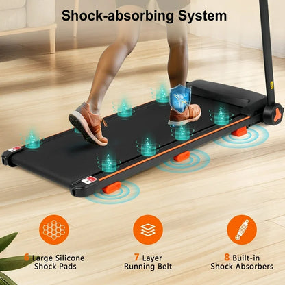 VLDTDRDI 500LBS 2.5HP Folding Treadmill with 7.5mph Speed,Portable Running Walking Compact Exercise Machine with USB Charge Station,Bluetooth speaker, 2 Level Incline for Home