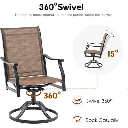 Farini Outdoor Dining Chairs Set of 2, 360°Swivel Patio Dining Chair with Textilene Fabric, Outdoor Metal Armchair All Weather Resistant, Ergonomic Comfort, Perfect for Patio, Backyard, Balcony