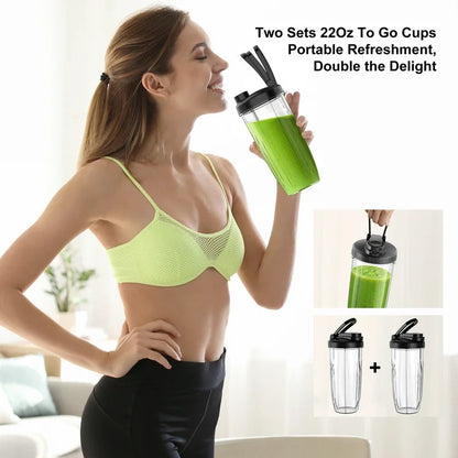 Smoothie Blender for Shakes and Smoothies, Blenders for Kitchen, Protein Drinks, Personal Blender with 2  22Oz Smoothie Cups with Lids
