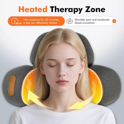 Morfone Heating&Massage Neck Pillow, Neck and Shoulder Massager for Neck Pain Relief, Cervical Massage Pillow for Back&Shoulders