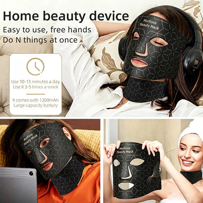Morfone 7-in-1 LED Red Light Therapy Mask Face & Neck Light Therapy Device Rechargeable Silicone Mask