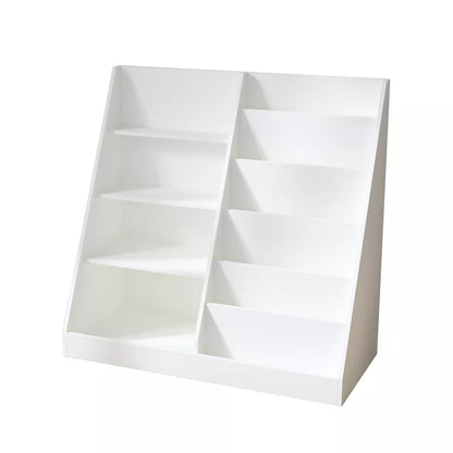 Fontoi Decorative Bookshelf, Modern 4 Tier Bookcase, Toy Storage Organizer for Toddlers' Playroom Nursery, White, 15.75"*33.47"*34.65"