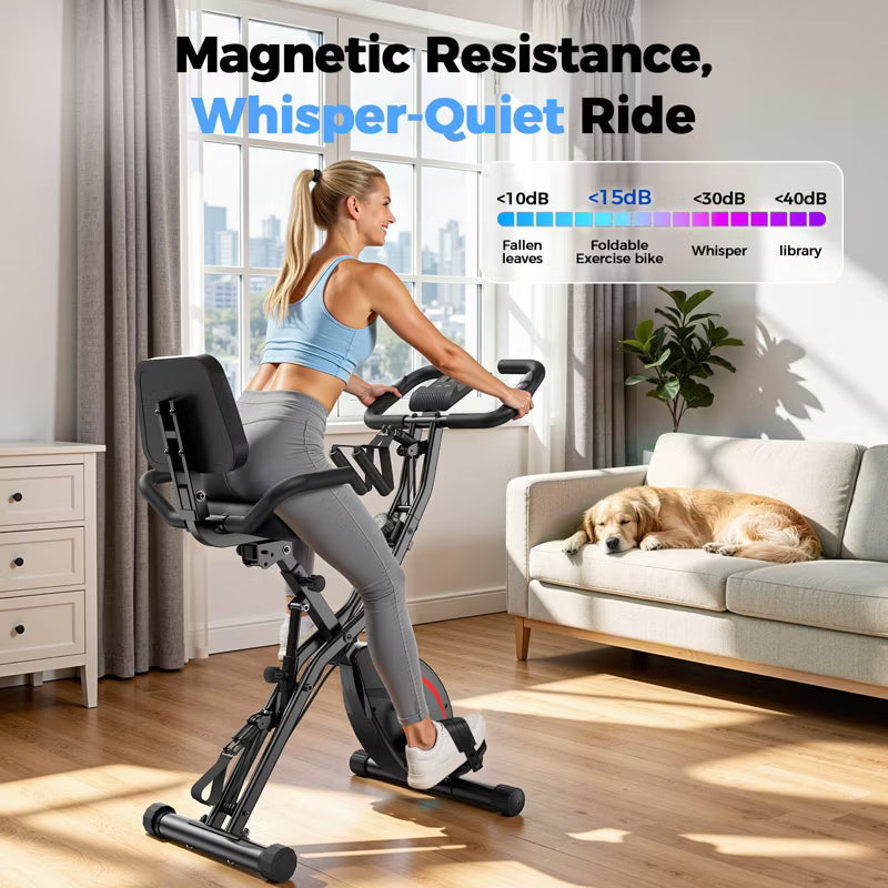 FED FITNESS 5-in-1 Folding Exercise Bike with Magnetic Resistance, 6.6 lb Flywheel, Quiet Smooth Ride, Compact X-Frame, 330 lb Capacity
