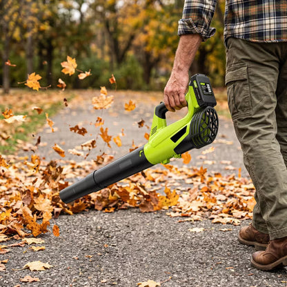 Cordless Electric Leaf Blower, Lightweight 2-Speed Yard Blower for Lawn, Patio and Driveway,Blue