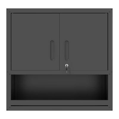 VIYET 30"H Wall-Mounted Steel Cabinet - Locking Doors+Open Drawer+Adjustable Shelf,Cold-Rolled Steel,Garage/Office/Warehouse/Home/School,black