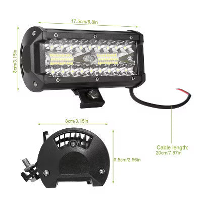 7" LED Light Bar 120W 12000LM LED Work Light Pods Offroad Driving Lights IP67 Waterproof Fog Light Spot Flood Beam for Jeep Trailer Truck Bus Boat