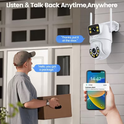 Losei 8MP/4K Outdoor Smart Security Camera with Light Alarm,Color Night Vision,2.4G WiFi,Motion Detection,IP66 Weatherproof , 360 View