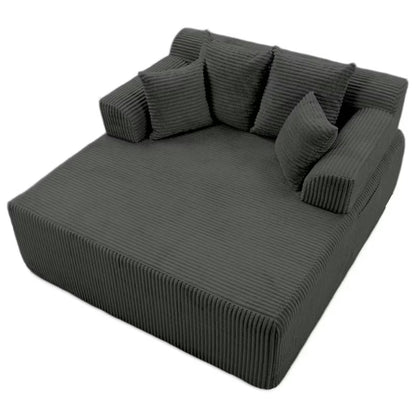 Bosmiller 58" Chaise Lounge Chair Indoor, Oversized Corduroy Boneless Sleeper Sofa Bed with Armrests & 4 Pillows, No Assembly for Living Room