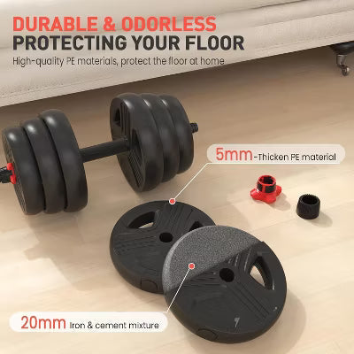 All-in-One Adjustable Dumbbell Set, 40 lb with Barbell & Kettlebell Connector for Home Gym