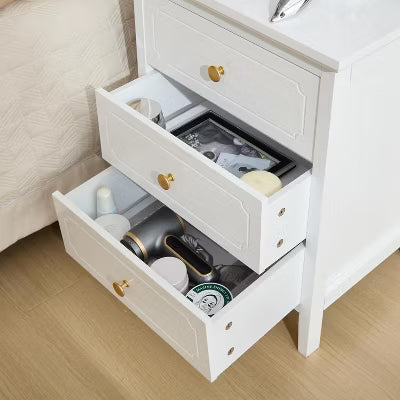 3 Drawer Nightstand, Wood Night Stands Side Table With Extra-large Storage Space for Living Room, Bedroom