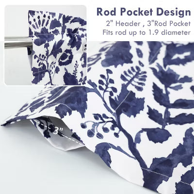 DriftAway Julia Lined Valance Double Layer Thermal Insulated Room Darkening Blackout Valances Navy 52X18