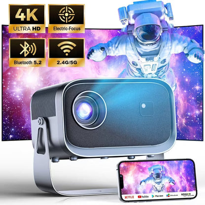 LOSEI Projector Supports 4K resolution Smart Projector Auto Keystone Correction Portable Projector with iOS/Android black Black