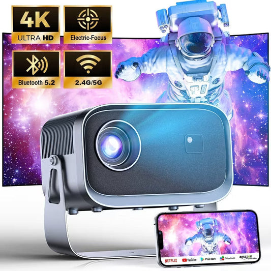 LOSEI Projector Supports 4K resolution Smart Projector Auto Keystone Correction Portable Projector with iOS/Android black Black